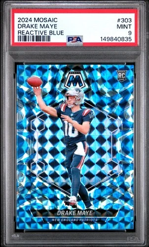 2024 PANINI MOSAIC REACTIVE BLUE #303 DRAKE MAYE ROOKIE RC PSA 9