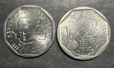 France 2 Francs 1993 1995 Lot Of 2 Louis Pasteur Jean Moulin Franc Frcs Frc