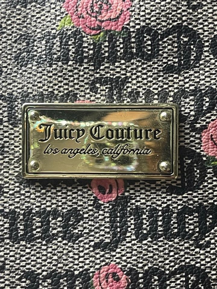 Mini Mochila Juicy Couture Negra Rosa Floral Juego de Palabras Foto 4 de 4