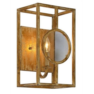 Wall Sconce with Magnify Glass Front and Aged Gold Painted Finish - The Bates