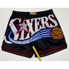 Mitchell Ness NBA Big Face 3.0 Philadelphia 76ers Basketball Shorts Womens L New