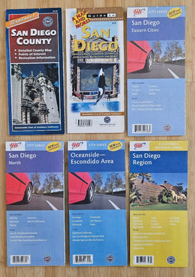 Vintage AAA San Diego California Maps Lot of 6 County North Escondido Auto Club