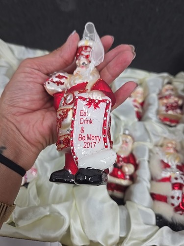 Frontgate Christmas Ornament Set Of 12 Santas Glass, In Original BOX 2017 - Picture 19 of 24