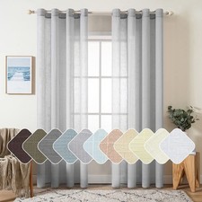 2 Panels Natural Linen Semi Sheer Window 52"W x 72"L Pack of 2 Light Grey