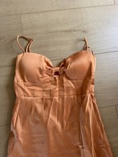 Here Comes The Sun Orange Satin Midi Dress Si...