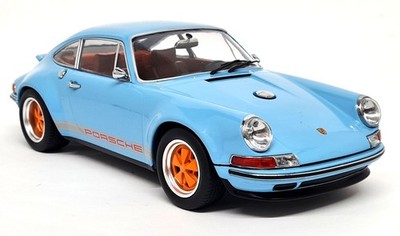 KK 1/18 - Porsche 911 Singer Coupe Blue Orange Diecast Scale Model Car