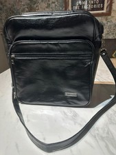 Vintage Carlton International Travel Leather Shoulder Bag - Black Cabin Bag