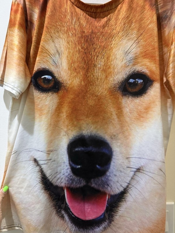 Unisex Shiba Inu Dog Face Short Sleeve T-Shirt, Size L