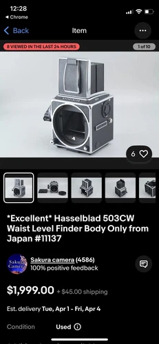 MINT Hasselblad 503CW Film Camera Body Only