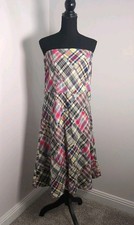 American Eagle Strapless Patchwork Plaid A Line Dress, Women's 14, No Belt, NWT