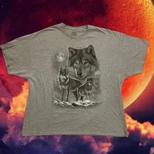 Wolf Graphic T Shirt by ODM (Gray, Size 3XL) Y2K Style