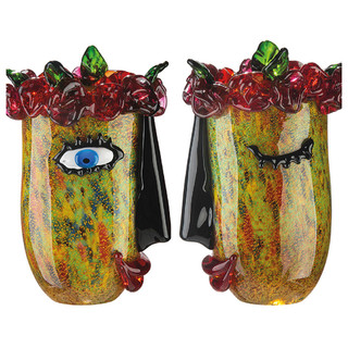 Huge 31.5cm Murano Technique HUGE Art Glass Picasso Tribute Art Glass Vase Aldo