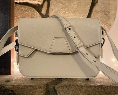 Alexander Wang Tri Fold Shoulder Bag White Patent W/Navy Inside