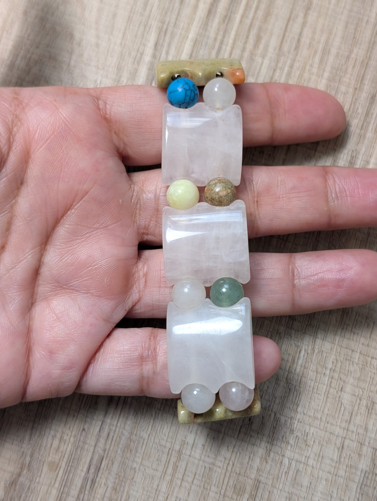 Artisan Multi-Gemstone Statement Panel Stretch Br… - image 3