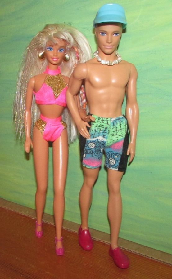 Barbie Splash N Color Glitter Hair Shell Earrings Pink Swim Ken
