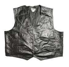 Duke Haband Leather Vest Mens 4XL Black Patchwork Western Biker Lined Pockets