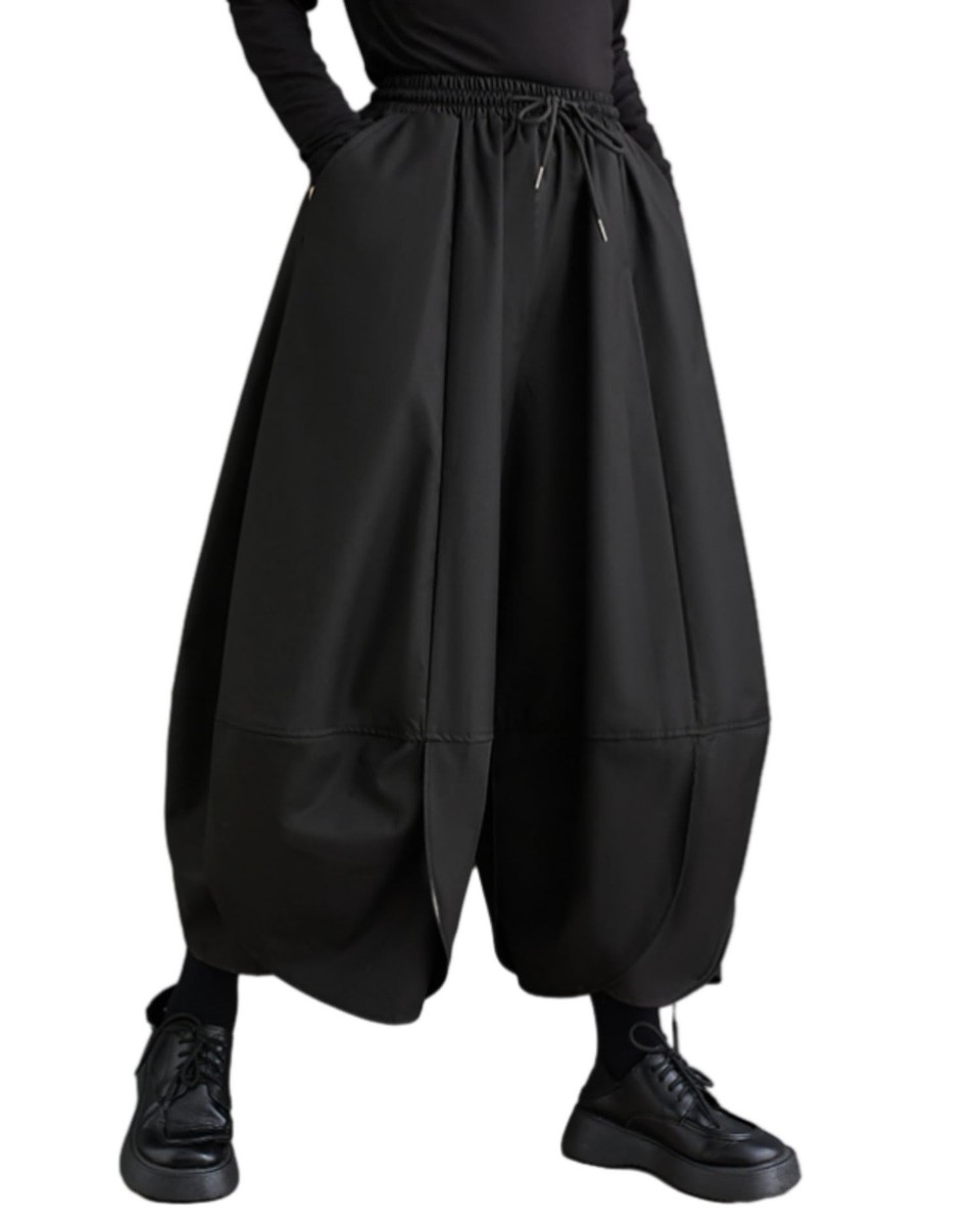 HARE HAKAMAクロップドパンツ　新品未使用 Womens Puffy Drawstring Elastic Waist Drop Crotch Hakama Harem