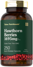 Hawthorn Berry Capsules 1695mg 250 Count Non-GMO by Tahoe Nutritionals