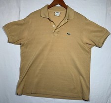 Lacoste Men's Beige Cotton Short Sleeve Polo Shirt Size M Embroidered Logo