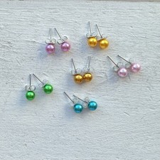 Fashion Jewelry Multicolor Plastic  Metal Stud Earrings Set Butterfly Closure