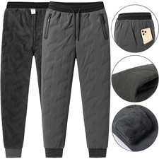 Mens Winter Fleece Lined Waterproof Thermal Trousers Joggers Soft Shell Pants