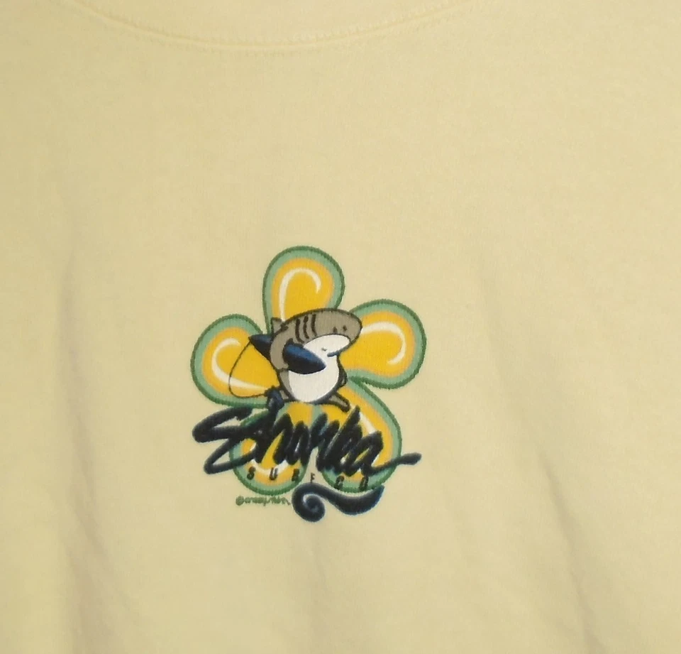 Vintage 90s Sharka Surf Co. Crazy Shirts crewneck sweatshirt Large (XL) yellow - Image 2 of 3