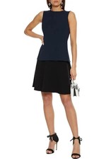 $2K Oscar de la Renta Tiered Dress Navy Blue Colorblock Wool dress 10 L