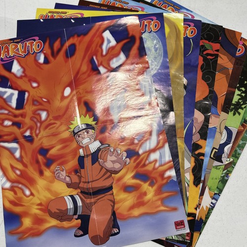 Vintage 2002 Naruto Shonen Jump posters lot of 9 double sided 16”x22”