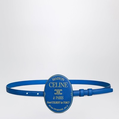 CELINE Maison Celine Oxide Blue Yellow Smooth Calfskin Belt New & Authentic