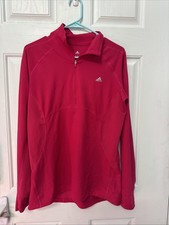 Adidas Women  s Pink Long Sleeve Quarter Zip Thumb Hole Pullover Size Large