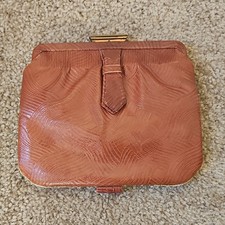 Vintage R P Genuine Goatskin Brown Coin Purse Wallet with Metal Clasp Closure