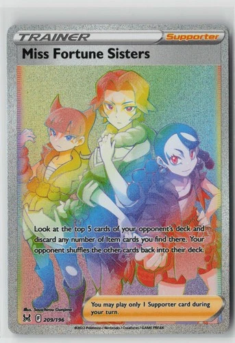 Miss Fortune Sisters 209/196 Rainbow Rare Lost Origin Pokemon Holo Near Mint