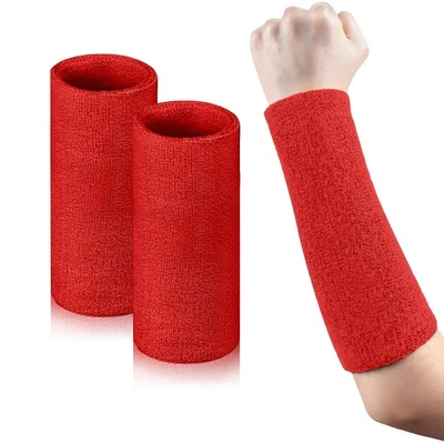 MSHUNKEJI 2 Pcs 9 Inch Long Wristbands Sweatbands Black Large Sweat Bands Wristbands Wr