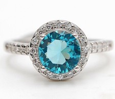 3CT Aquamarine  White Topaz 925 Solid Sterling Silver Ring Sz 6 UB3-4