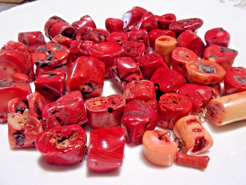 Chunky natural coral bead mixed lot