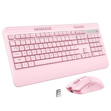 Wireless Keyboard and Mouse Set with Quiet Keys, 2.4G Full Size Ergonomic Key...