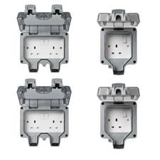 2Pack IP66 Weatherproof Outdoor Socket 1/2 Gang Waterproof Garden Plug