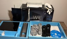 Black Nintendo Wii Console Boxed Bundle RVL-001 w/ White Controller Tested