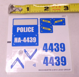 LEGO City Police Heavy Duty Helicopter 4439 Original Sticker Label Sheet