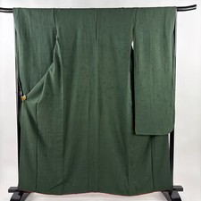 JAPANESE KIMONO FURISODE DARK GREEN 160.5cm 5 ft 3 in PURE SILK B0603