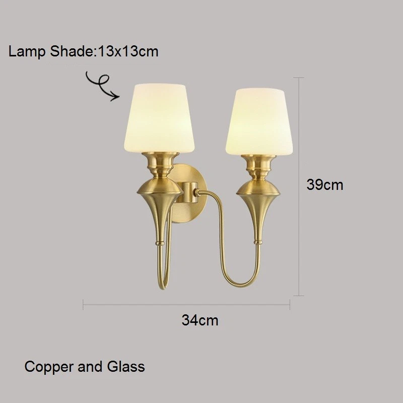 Bedroom Wall Lamp Indroor Home Wall Lights Hallway Wall Light Copper Wall Lamps - Image 2 of 4