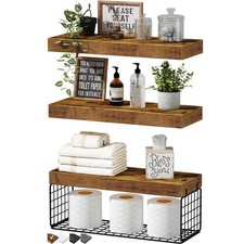 Bathroom Shelves Wall Mounted Floating Toilet Paper Storage Farmhouse Decor 3pc