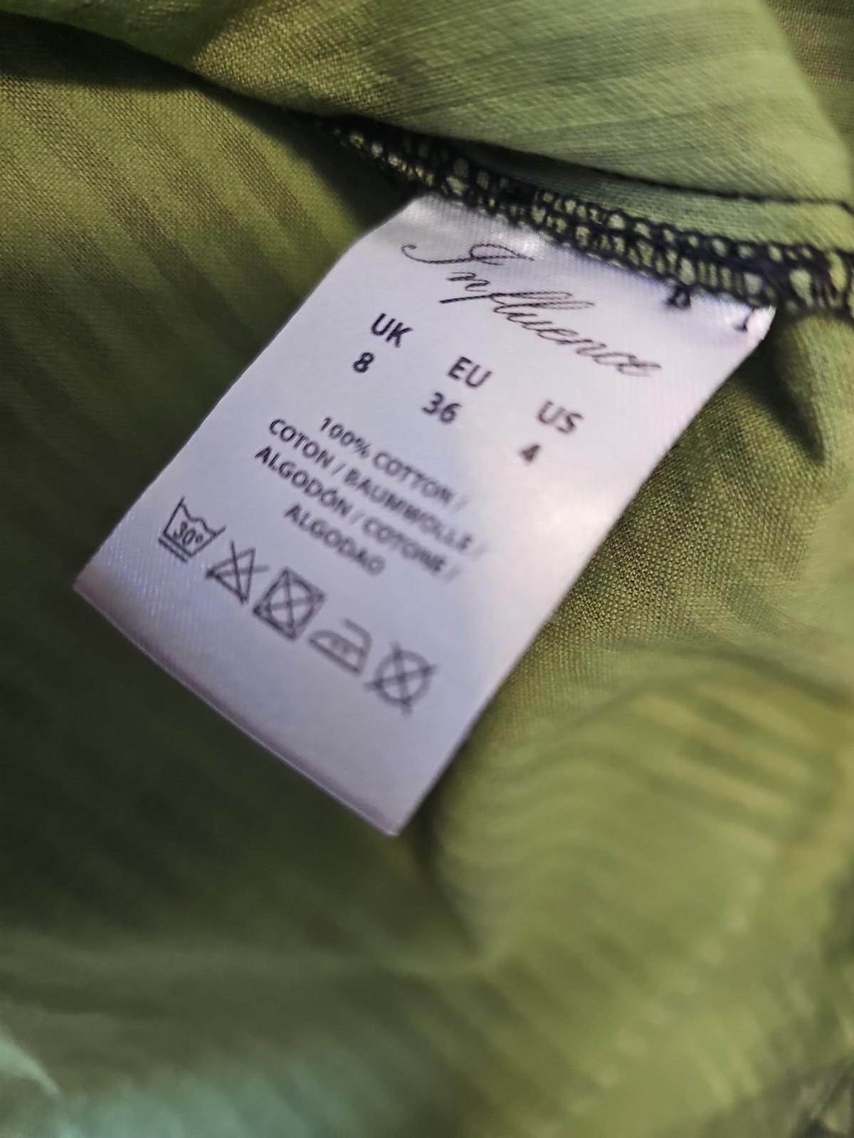 Influence Green and Black Buffalo Check Button Down Shirt uk8 OO1023 image 3