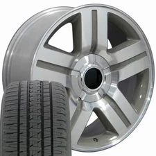 5291 Machined Silver 20x8.5 Wheels Bridgestone Tires SET Fit Silverado Sierra