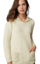 J Jill 2X Mixed Textures Collared Sweater In Barley  Cream  Cozy Winter NEW