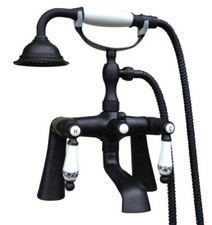 Black oil Antique Brass Deck Mount Bathtub Hand Shower Faucet Mixer Tap 2tf506
