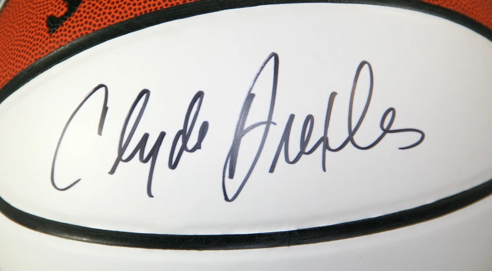Clyde Drexler Houston Rockets NBA Autographed Full Size Basketball JSA - Image 2 of 4