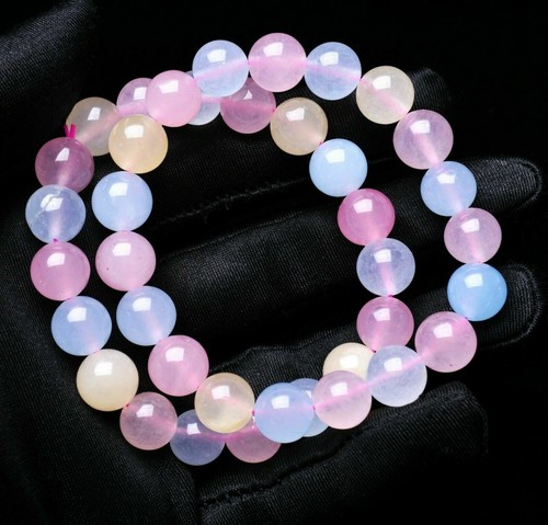 Pulsera de cuentas redondas de piedras preciosas morganita natural genuina de 10 mm 2 piezas AAA - Imagen 9 de 12