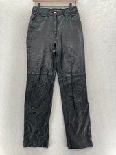 Vintage Toffs Leather Pants Women's 10 Black Straight Leg High Waisted Mom Y2K