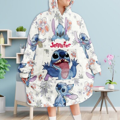 Stitch Oversized Fleece Blanket Hoodie One Size, Stitch Blanket Hoodie For  Women